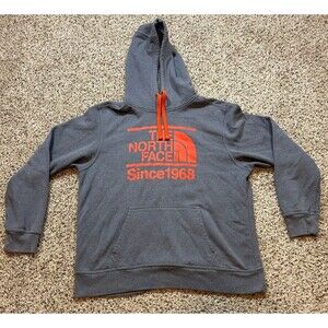 THE NORTH FACE mens half dome pull over hoodie sweatshirt gray orange size XL